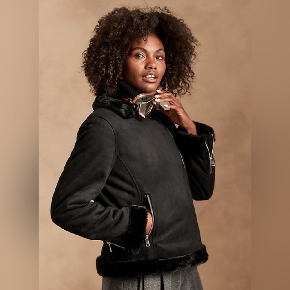 Banana Republic Sherpa Moto Jacket - NWT - Petite Large